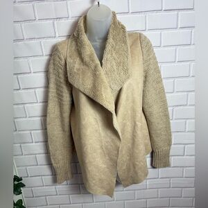 German Brand Beige Waterfall Knit Jacket Cardigan Size M